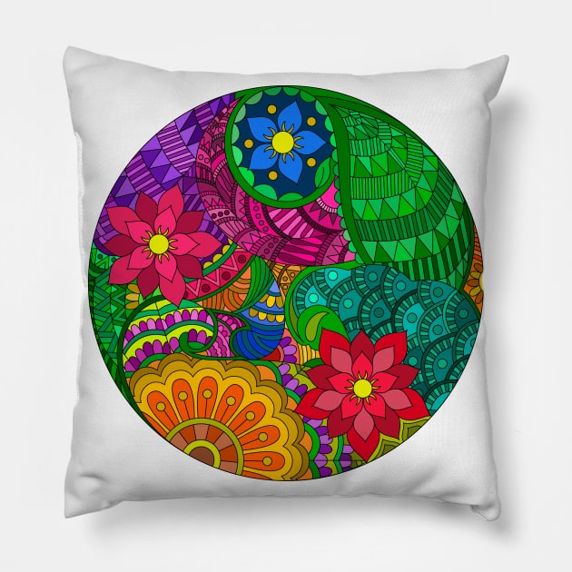 Floral Mandala Pillow by InfiniIDnC