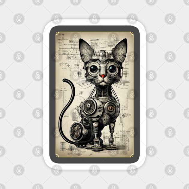 Robo Cat Magnet by INLE Designs