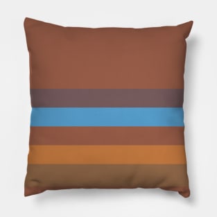 A first-rate joint of Carolina Blue, Dirt, Deep Taupe, Redwood and Peru stripes. Pillow