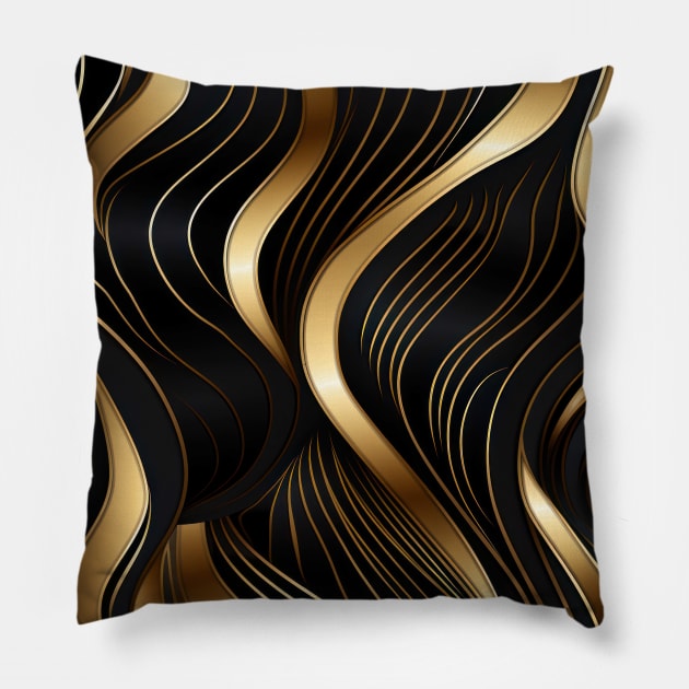 Golden Lattice: Luxurious Linearity in Gold Pillow by star trek fanart and more