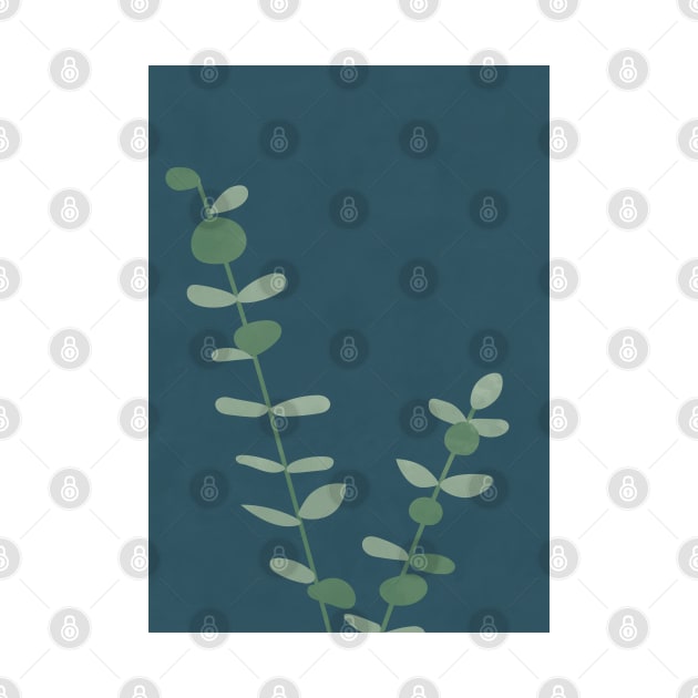 Modern Eucalyptus Art Print Blue by Colorable