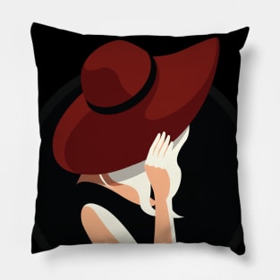 Lady in Red Hat Pillow