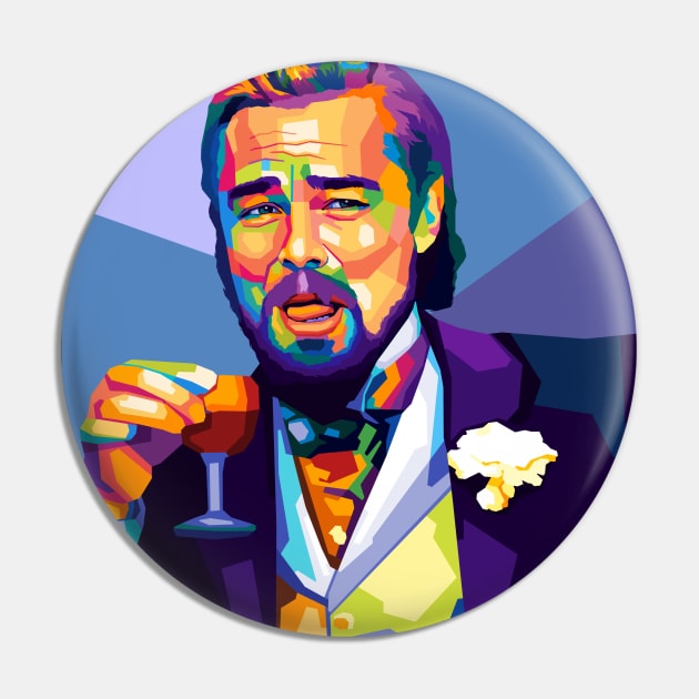 Laughing Leonardo Dicaprio Meme Pop Art Pin by SiksisArt