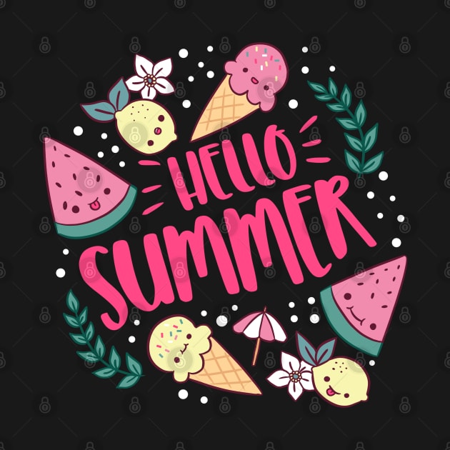 Hello summer a cute and fun summer time design by Yarafantasyart