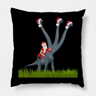 Dinosaur celebrates Christmas with Santa Claus 2 | 3-necked dinosaur | Merry Xmas Pillow