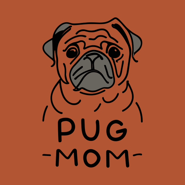 Cute Pug Mom Illustration by ravensart