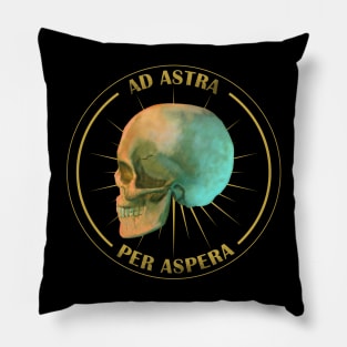 Ad Astra Per Aspera - Yellow Skull Pillow