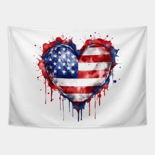 American Flag Heart Tapestry