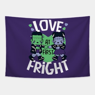 Kawaii Frankenstein's Monster and Bride of Frankenstein // Love at First Fright Tapestry