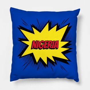 Nigeria comic kapow style artwork. Pillow