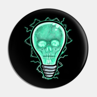 glowing skull light bulb Pin