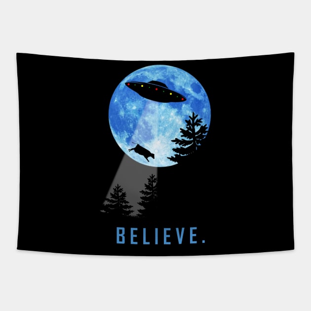 Funny Alien Abduction Ufo Cow Abduction Sci-fi  Believe Meme Parody Tapestry by BoggsNicolas