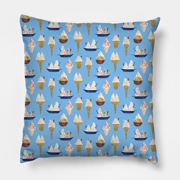 ice cream - soft serve selection flat background Pillow by crumpetsandcrabsticks