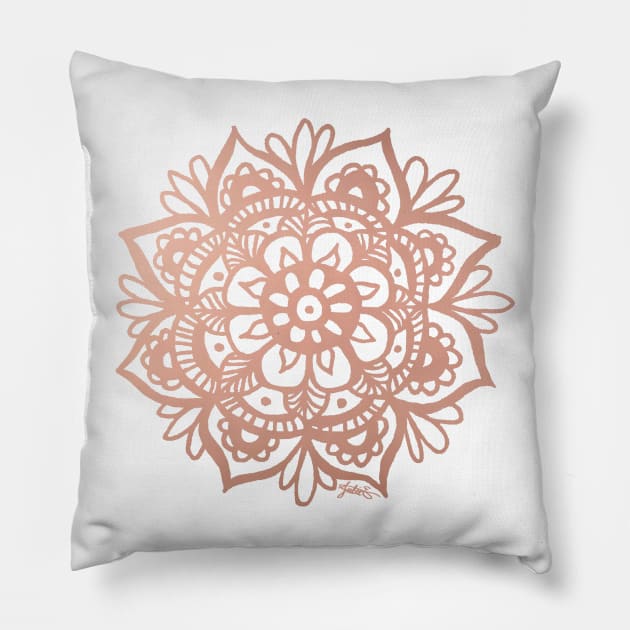 Rose Gold Mandala Pillow by julieerindesigns