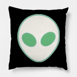 Big Green Eyed Aliens Head Pillow