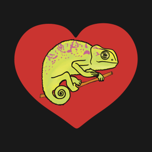 Red Colorful Chameleon Heart for Chameleon Lovers T-Shirt