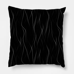 Monochrome Elegance: White Abstract Lines on Black Pillow