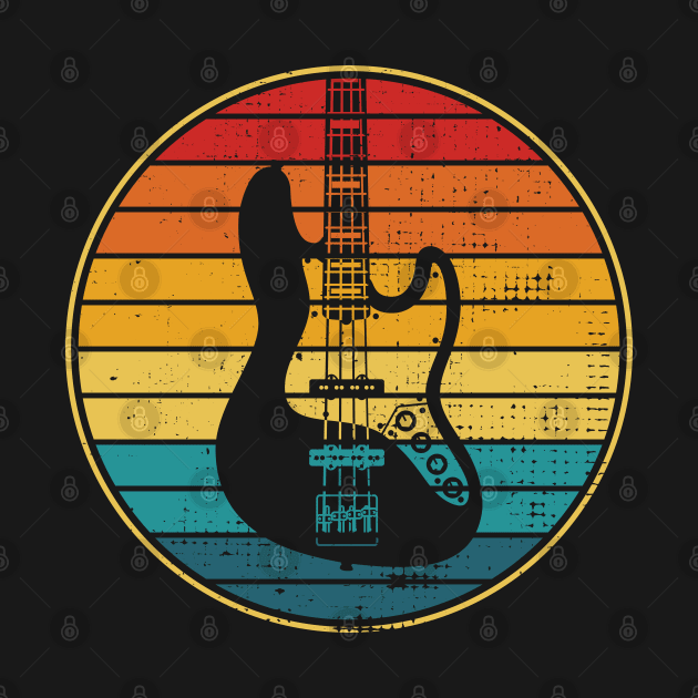 Retro Vintage Circle Sunset J-Style Bass Guitar by nightsworthy