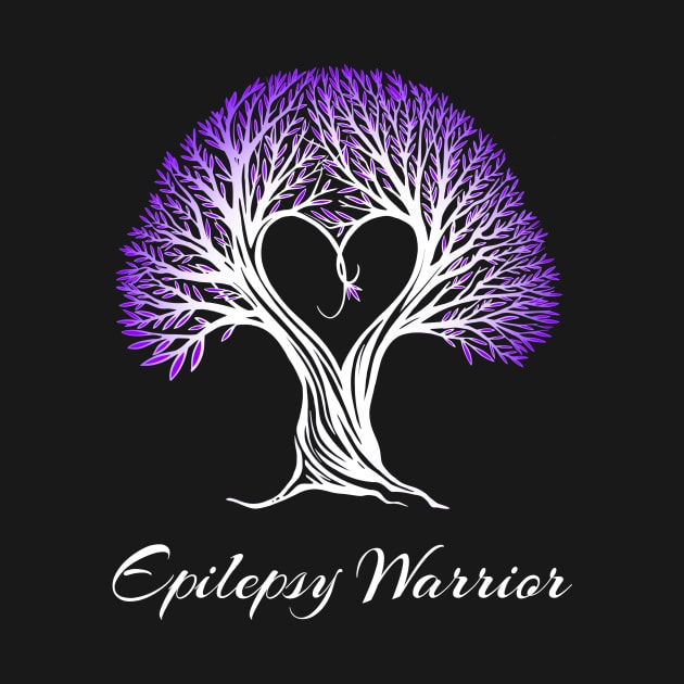 Epilepsy Warrior Purple Ribbon Tree With Heart by MerchAndrey