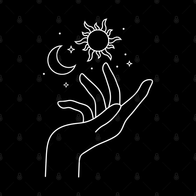 Moon and Sun Hand Line Art by themadesigns