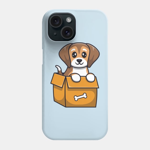 Cute Dog Playing In Box Phone Case by Catalyst Labs