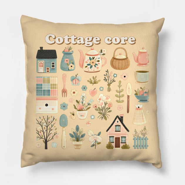 Cottage core aesthetic patterns Pillow by Apparels2022