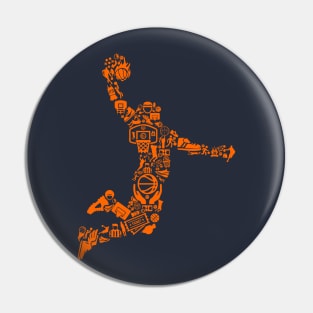 Basketball Playing Dunking Icon Silhouette Pin