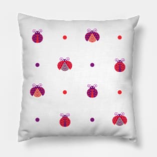 Purple and red ladybugs with red and purple dots Pillow