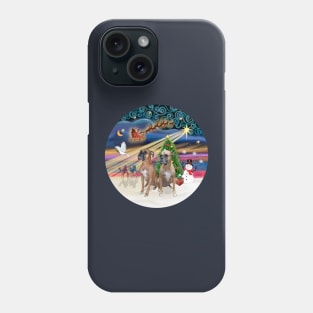 "Christmas Magic" with Two Natural Eared Boxer Dogs Phone Case