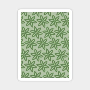 Geometrical Botanical Green Flowers Magnet