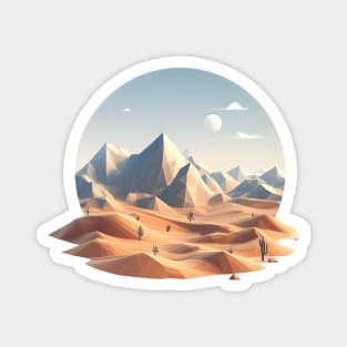Low Poly Desert with Cactus Magnet