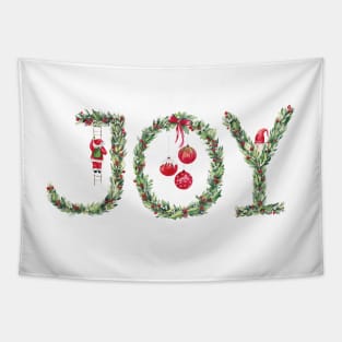 Joy Christmas watercolor illustration Tapestry