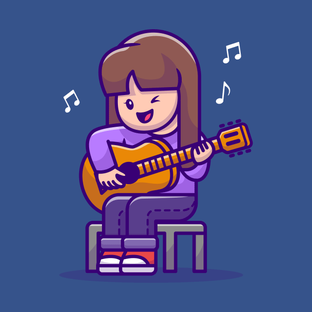 Cute Girl Playing Guitar by Catalyst Labs