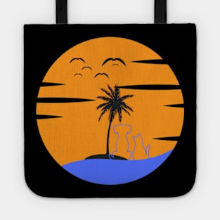 sunset with dog and cat Tote