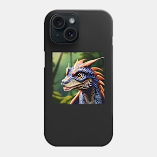 Blue and White Scaled Jungle Dragon with Orange Spikes Phone Case