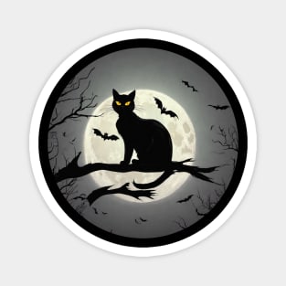 Halloween Moon The_cat_and_the_bat Magnet