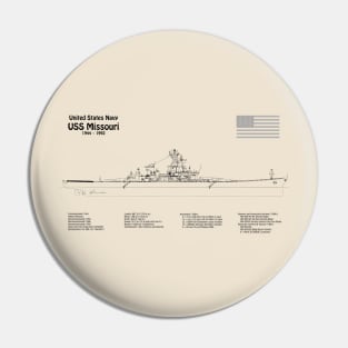 USS Missouri bb-63. World War II Battleship - SDpng Pin