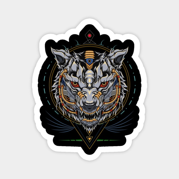 Wolf mecha illustration Magnet by AGORA studio