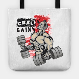 Crazy gains - Nothing beats the feeling of power that weightlifting, powerlifting and strength training it gives us! A beautiful vintage movie design representing body positivity! Tote