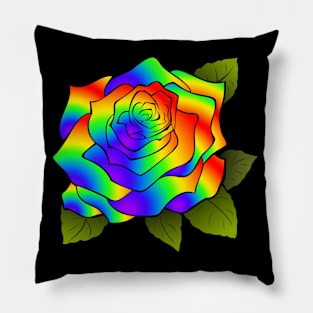 Pretty Floral Rainbow Colored Plant Rose Flower Pillow