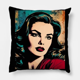 Beautiful Woman in Pop Art Comic Style Pillow