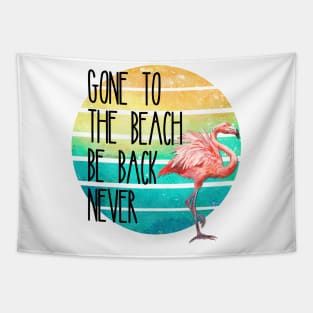 Gone To The Beach Flamingo Retro Sunset Tapestry