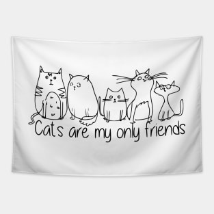 Cats Are Mine Only Friends Tapestry