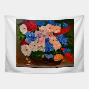 A lovely basket of of mixed flowers Tapestry