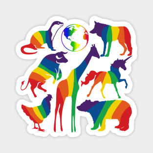 Rainbow Animals Sticker Pack & All Over Print Magnet