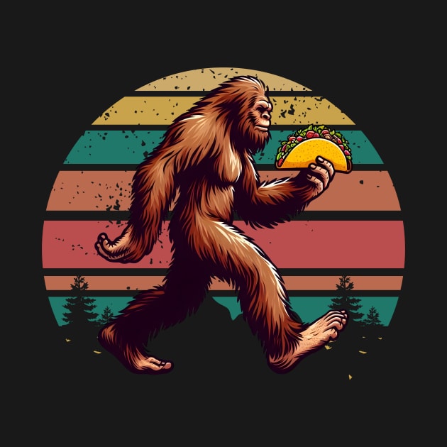 Bigfoot Carrying Taco Funny Cinco de Mayo Sasquatch by aesthetice1