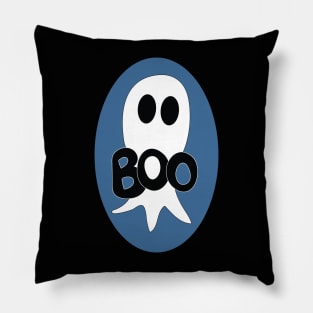 Cute Halloween ghost cartoon with BOO text Pillow