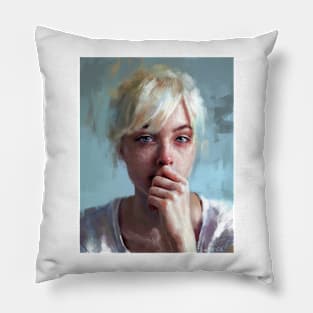 crying portrait ~ painting ~ prints Pillow