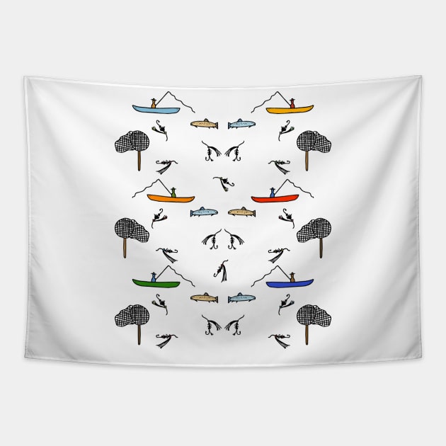 Fly Fishing Lover Pattern Tapestry by Davey's Designs