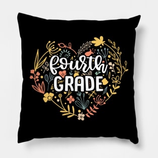 Fourth Grade Floral Heart Back To School Pillow